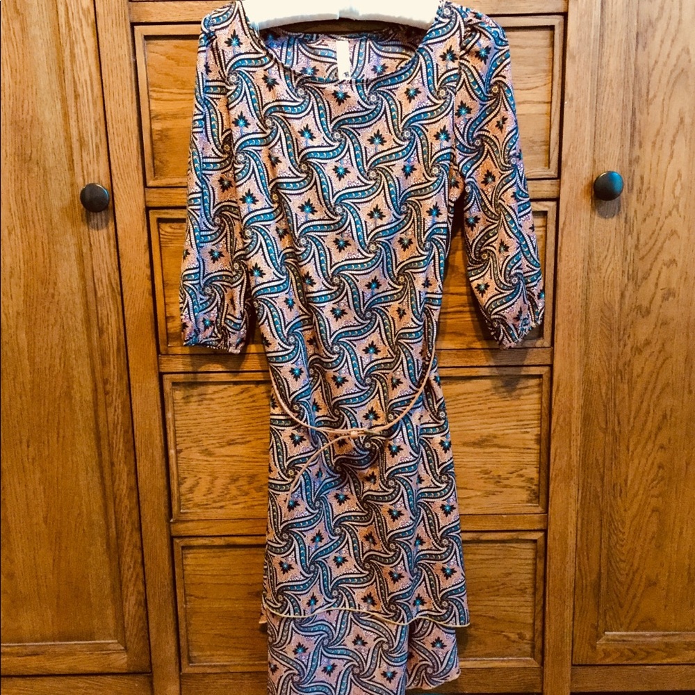 Bohemian Patterned Dress with Belt